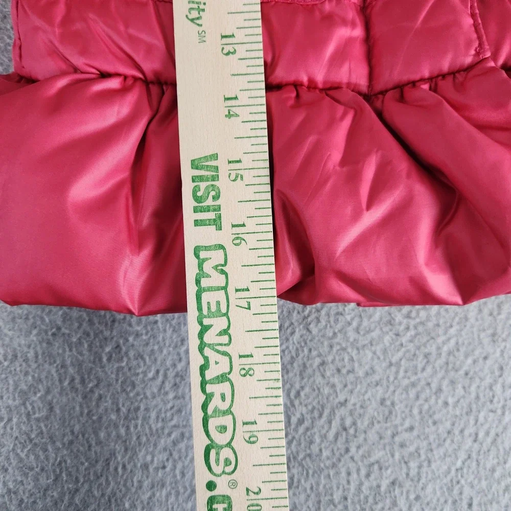 Baby Gap Puffer Jacket Toddler 12-18M Pink Down Filled Quilted Ruffle Hem Hooded